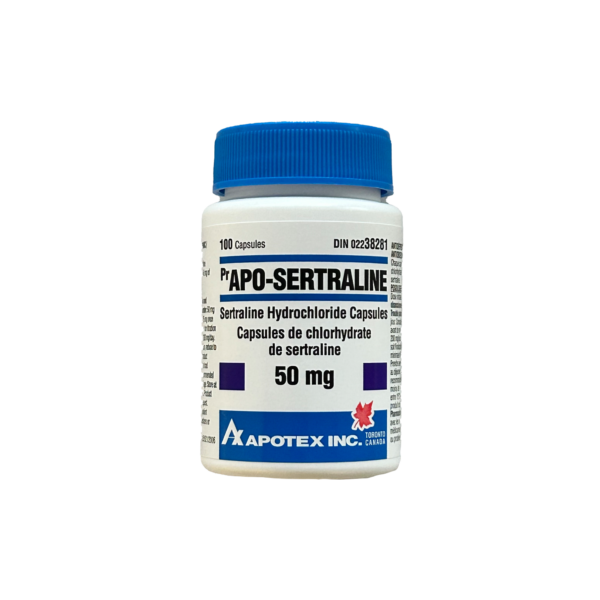 SERTRALINE (ZOLOFT) 50MG x 100 – APOTEX | CANADA PHARMACEUTICAL GRADE – * re packed with cotton*